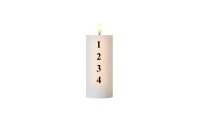 Sirius LED-Kerze Sille Advent, Ø 7 x 15 cm, Weiss, Wiederaufladbar