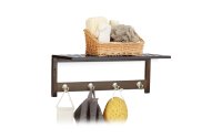 relaxdays Wandregal mit 4 Haken 50 cm x 17.5 cm, Braun