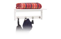 relaxdays Wandregal mit 4 Haken 50 cm x 17.5 cm, Weiss