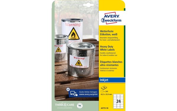 Avery Zweckform Universal-Etiketten J4773 63,5 x 33,9 mm Wetterfest