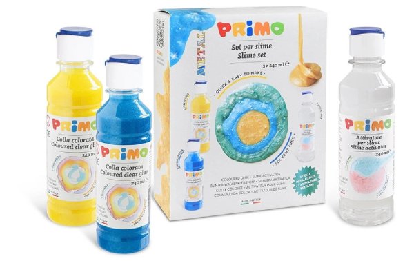 Primo Kleber Metallic-Slime-Set 2 Stück, Blau, Gelb