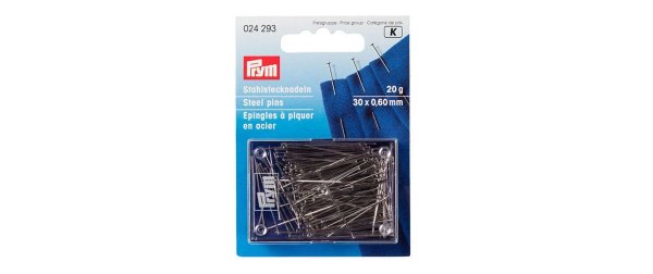 Prym Stecknadel Ø 0.6 mm x 3 cm, 20 g, Stahl