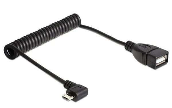 Delock USB-OTG-Spiralkabel  Micro-USB B - USB A 0.55 m