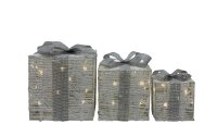 Dameco LED-Figur Geschenkboxen, 3 Stück, Silber