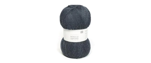 Rico Design Wolle Bamboo Uni für Socken 100 g, Grau Blau