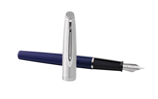 WATERMAN Füllfederhalter Emblème Fein (F), Blau/Silber