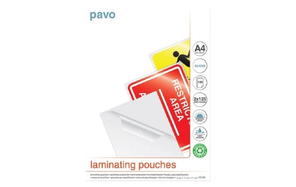 Pavo Laminierfolie A4, 125 µm, 100 Stück, Glänzend