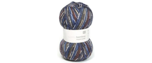 Rico Design Wolle Bamboo für Socken 4-fädig, 100 g, Blau; Braun