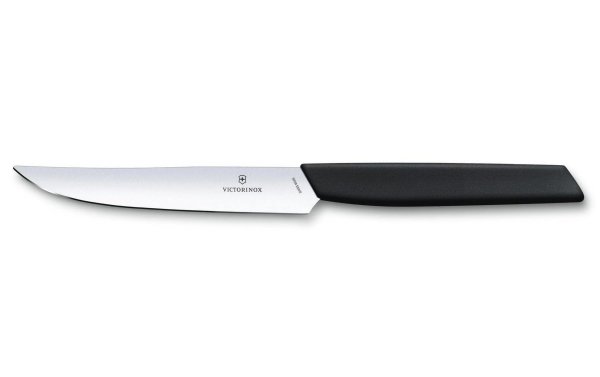 Victorinox Steakmesser Swiss Modern gerader Schliff, 1 Stück, Schwarz