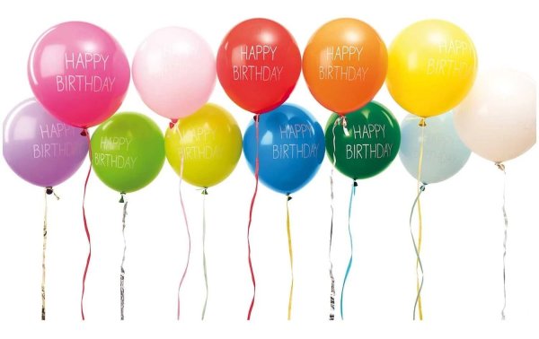 Rico Design Luftballon Happy Birthday Ø 30 cm, 12 Stück, Mehrfarbig