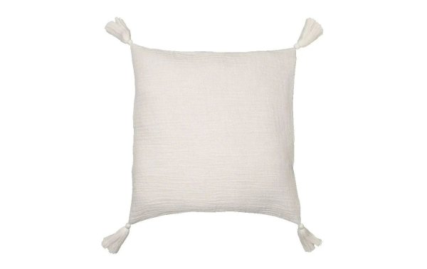 Jean & Len Kissenbezug mit Quasten 45 cm x  45 cm, Beige