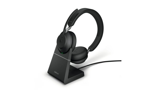 Jabra Headset Evolve2 65 Duo MS Schwarz, USB-A, inkl. Ladestation