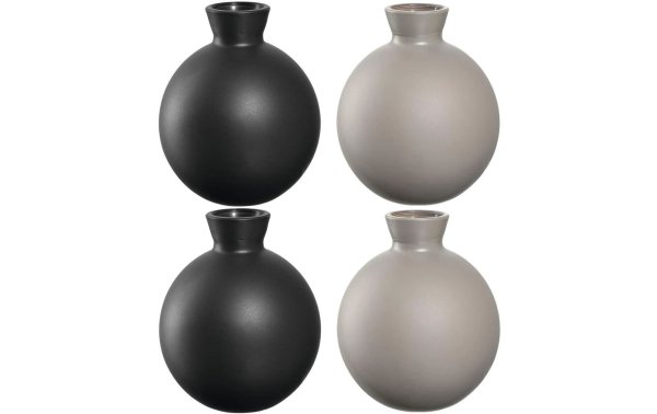 Leonardo Vase Casolare 9 cm, Grau/Schwarz, 4 Stück