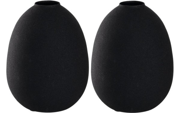 Leonardo Vase Metall 16 cm, Schwarz, 2 Stück