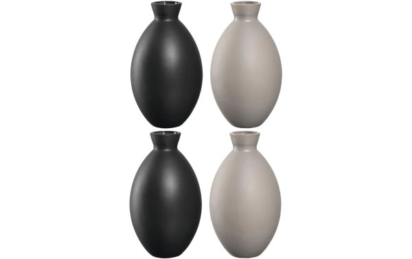 Leonardo Vase Casolare 12 cm, Grau/Schwarz, 4 Stück