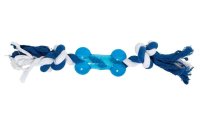 SwissPet Hunde-Spielzeug Knochen mit Seil, 9 cm, Hellblau