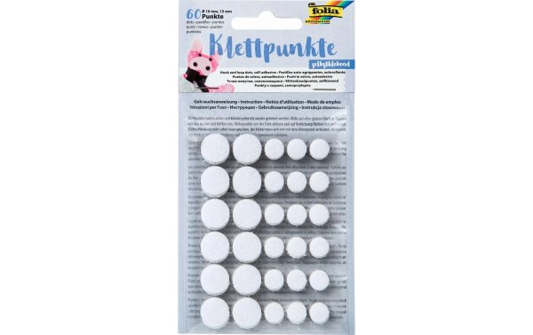 Folia Klettpunkte Selbstklebend, Ø 10 und 15 mm Weiss