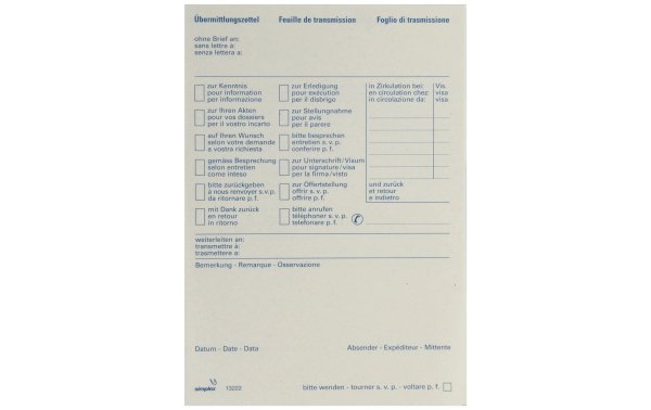 Simplex Durchschreibeblock A6 Übermittlungsblock