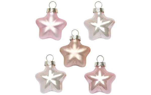 INGES CHRISTMAS DECOR Sterne Pearly Rose 4 cm 8 Stück