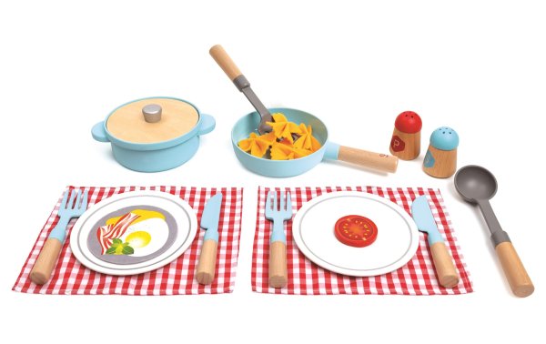 Hape Spiel-Geschirr Cook + Serve-Set