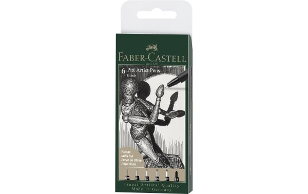 Faber-Castell Tuschestift PITT Artist Pen Black, 6 Stück
