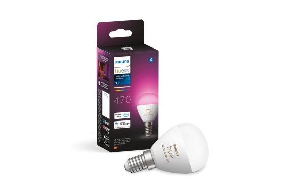 Philips Hue Leuchtmittel White & Col. Amb. Einzelpack E14, 470 lm