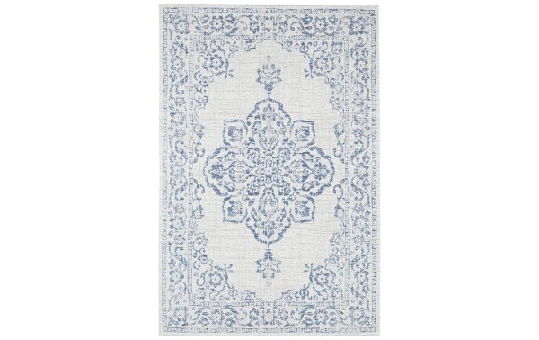 Northrugs Teppich Outdoor Beach, 120 x 170 cm, Creme-Blau