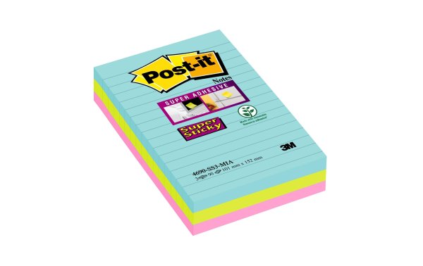 Post-it Notizzettel Post-it Super Sticky 10.1 cm x 15.2 cm, 3 Blöcke