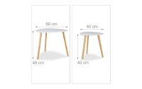 relaxdays Beistelltisch 2er Set 40/60 x 40/48 cm, Nature/Weiss