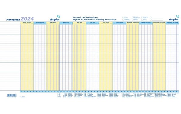 Simplex Jahresplaner Planograph 640 x 296 mm, 2024, 10 Stück