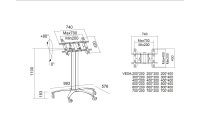 Multibrackets TV-Trolley Display Stand 110 Tilt & Table Silber