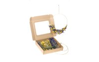 Anjel Trockenblumen in Kartonbox und Ring Gelb/Blau