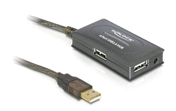 Delock USB 2.0-Verlängerungskabel mit 4-Port HUB USB A - USB A 10 m