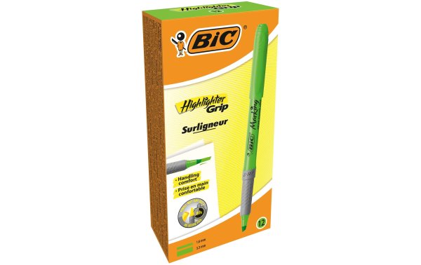 BIC Textmarker Brite Liner Grip 12 Stück, Grün