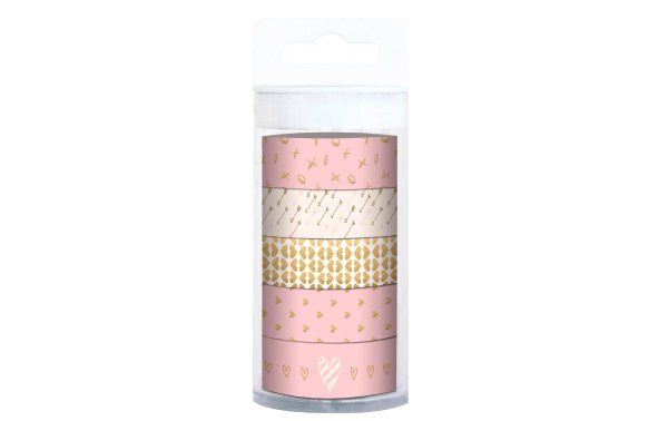 URSUS Washi Tape Amor 5 Stück, Rosa/Gold