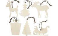 Creativ Company Deko Weihnachtsanhänger aus Sperrholz 7 - 9 cm, 6 Stück