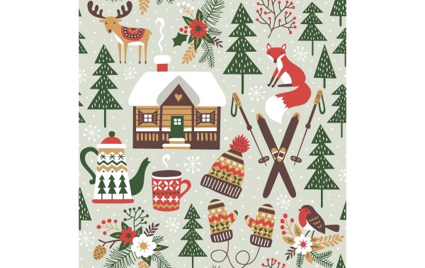 Paper + Design Weihnachtsservietten Winter Cabin 33 cm x 33 cm, 20 Stück