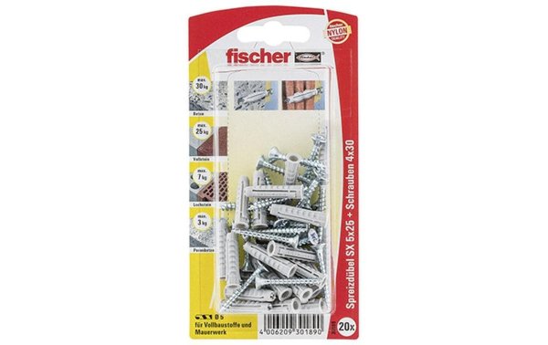 Fischer Dübel SX 5 x 25 S, 20 Stück