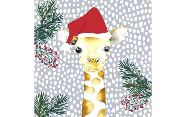 Paper + Design Weihnachtsservietten Giraffe Santa 33 cm x 33 cm, 20 Stück