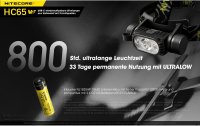 Nitecore Stirnlampe HC65 V2 USB Schwarz