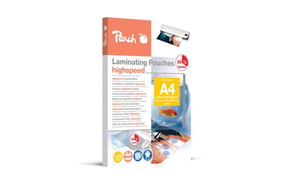 Peach Laminierfolie HighSpeed A4, 125 µm, 100 Stück, Glänzend