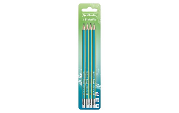 Herlitz Bleistift GREENline Blau-Grün, 4 Stück