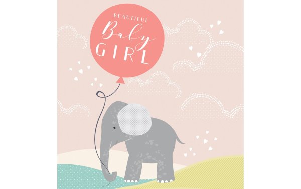Cart Glückwunschkarte Wonderful Baby Girl 16 x 16 cm