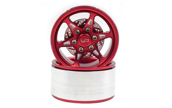 Yeah Racing Felgen BXN 1.9" 6 Speichen Beadlock Rot, 2 Stück