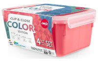 Emsa Vorratsbehälter Clip & Close 4 Stück, 3.55 l, Rot