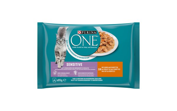 Purina ONE Nassfutter SENSITIVE in Sauce Huhn/Karotten, 4 x 85g