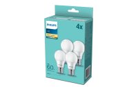Philips Lampe LED 60W E27 A60 WW FR ND 4PFDisc Warmweiss, 4 Stück