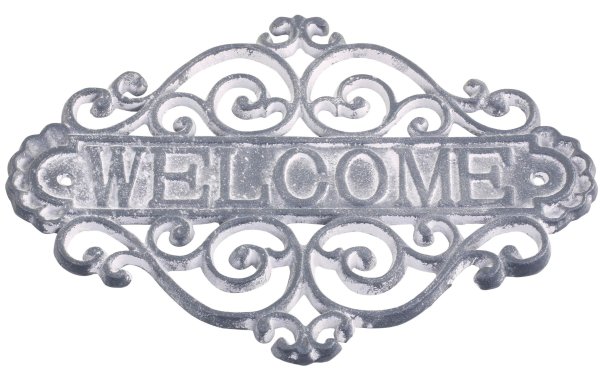 Chic Antique Schild Welcome 20 x 28 cm, Grau