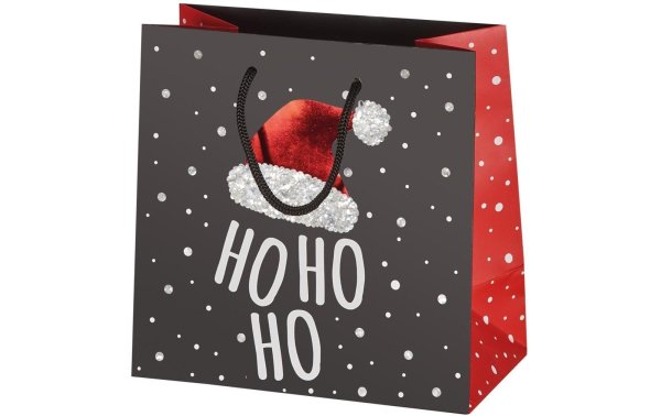 Susy Card Geschenktasche Ho Ho Ho 16.5 x 16.5 x 9 cm, Schwarz/Rot