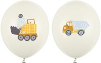 Partydeco Luftballon Baufahrzeuge 30 cm, 50 Stück, Crème